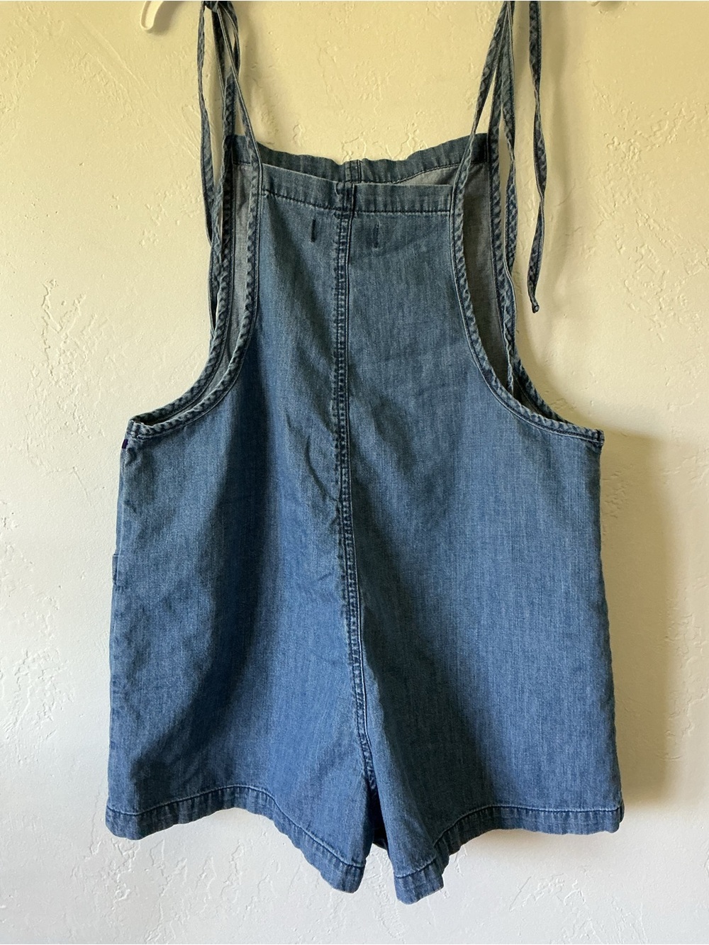 Vanilla Star Denim Tie-Strap Romper with Front Pockets - Picture 5 of 9